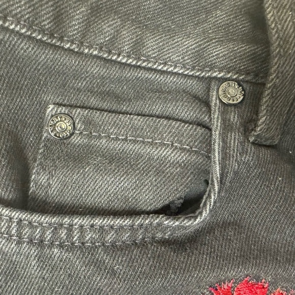 Sandro Embroidered Jeans Paris Vegas Rose Straight leg EU size 34 waist 24in EUC - Picture 11 of 13